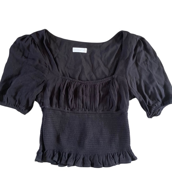 Kookai Simone shirred Crop Top Square Neck Black - Picture 3 of 9